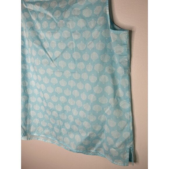 Talbots Cotton Blouse Blue White Scallop Sleeveless Tank Round Neck Size Small - Picture 8 of 8
